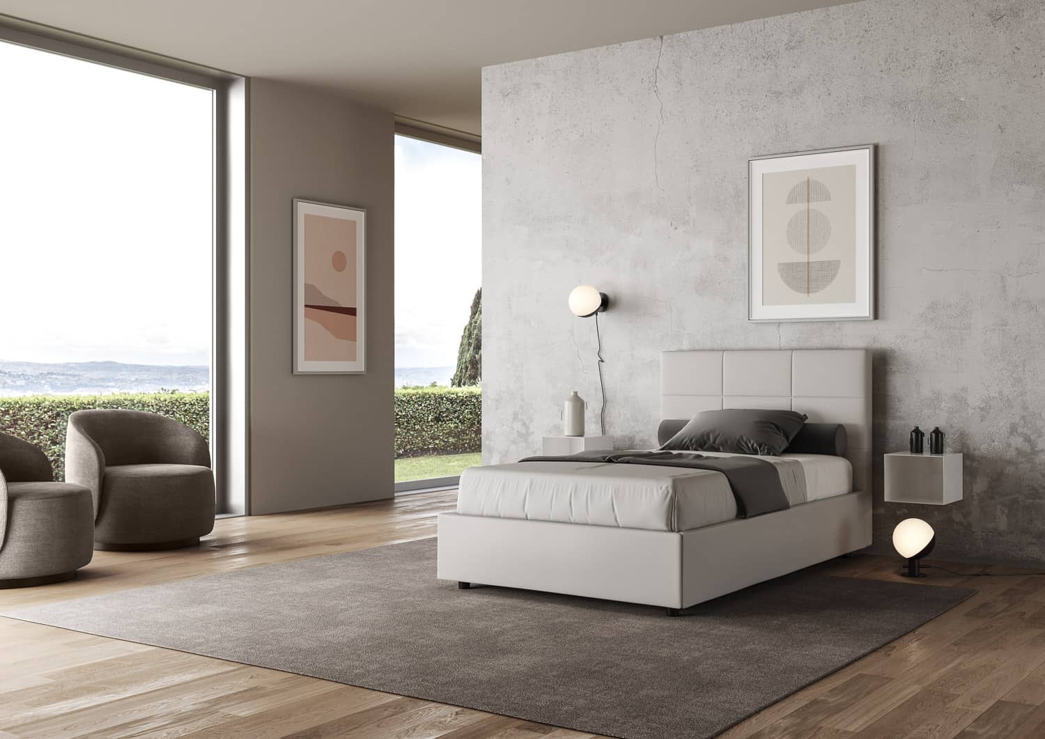 Letto ad una piazza e mezza Carnaby con contenitore in pelle Luxury 120x200  by Twils