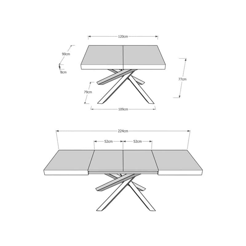 Tavolo allungabile gambe incrociate Volantis Multicolor 4B 120x90 - immagine 13