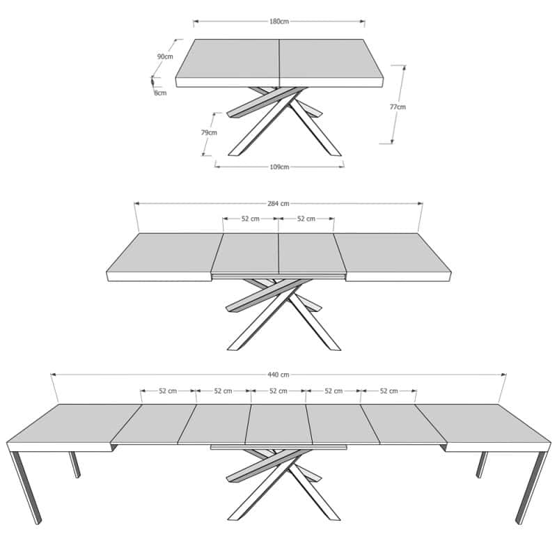 Tavolo allungabile gambe incrociate 180x90 Volantis Multicolor 4B - immagine 18