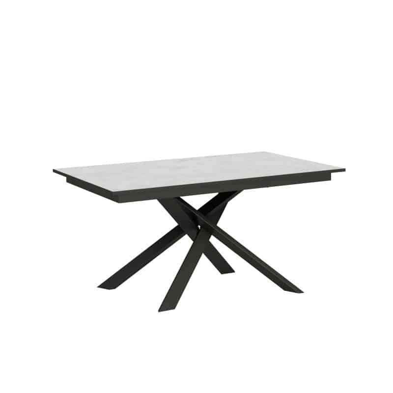 Tavolo allungabile gambe incrociate Ganty 160x80 con bordo antracite
