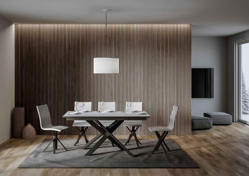 Tavolo allungabile gambe incrociate Ganty 160x80 con bordo antracite - immagine 14