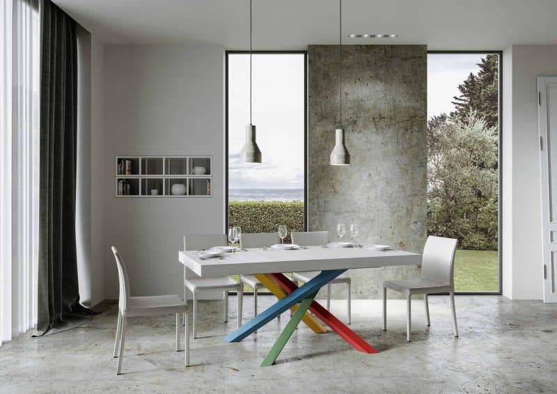 Tavolo allungabile gambe incrociate Volantis Multicolor 4B Premium 160x90 (allunghe con bordo) - immagine 2