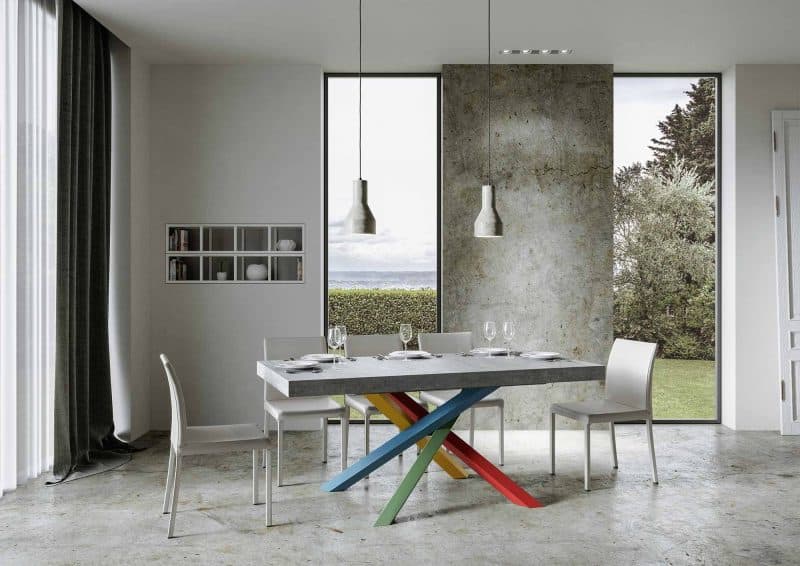 Tavolo allungabile gambe incrociate Volantis Multicolor 4B Premium 160x90 (allunghe con bordo) - immagine 14