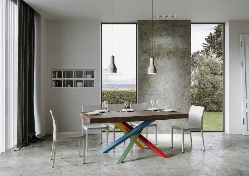 Tavolo allungabile gambe incrociate Volantis Multicolor 4B Premium 160x90 (allunghe con bordo) - immagine 10