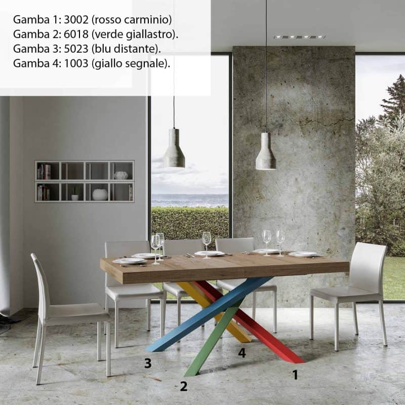 Tavolo allungabile gambe incrociate Volantis Multicolor 4B Premium 160x90 (allunghe con bordo) - immagine 17