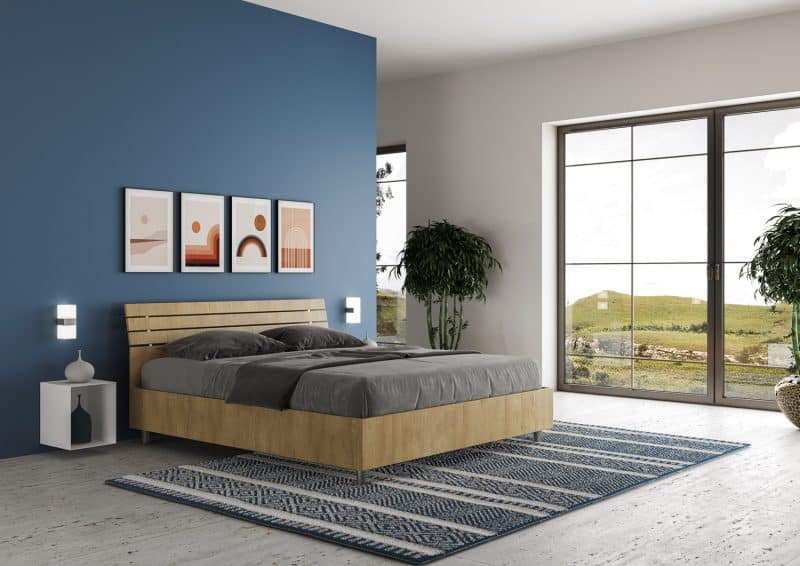 Letto matrimoniale da 160cm Ankel testata inclinata quercia natura - immagine 3
