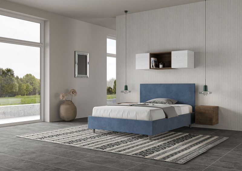 LETTO ADELE 140 LATERALE BLU ALESSIA 19 BASSA