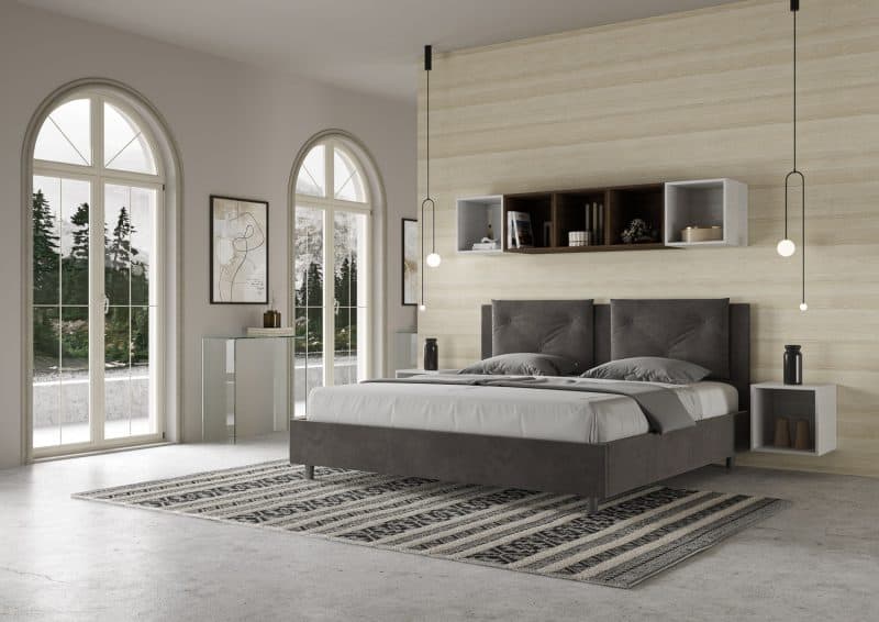 LETTO APPIA 190 LATERALE GRIGIO ALESSIA 41 BASSA