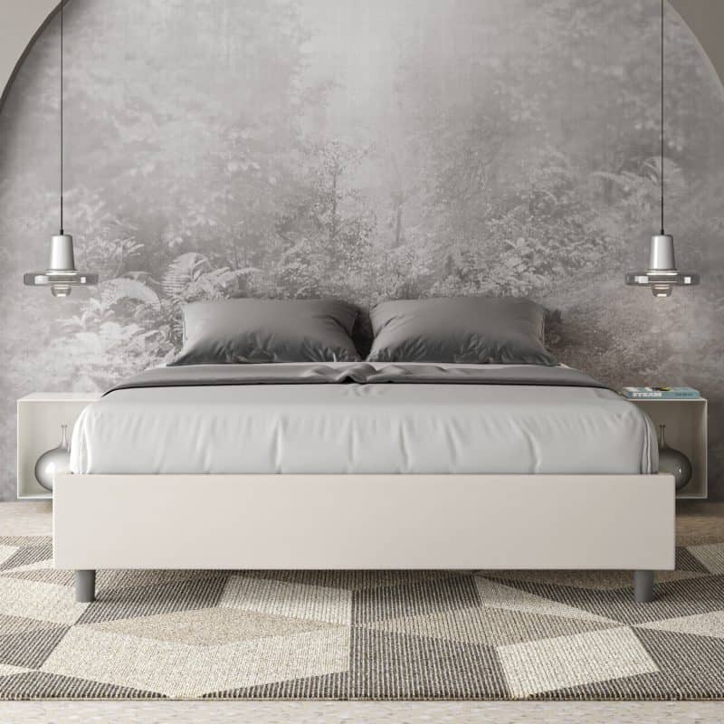 Letto alla francese da 140cm sommier Azelia bianco - immagine 2