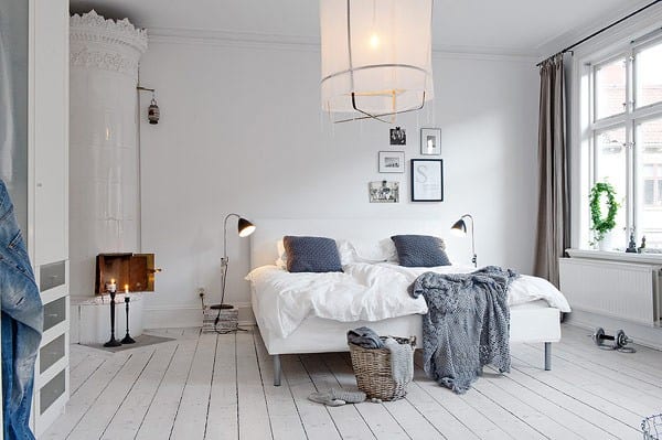 Camera da letto in stile nordico scandinavo