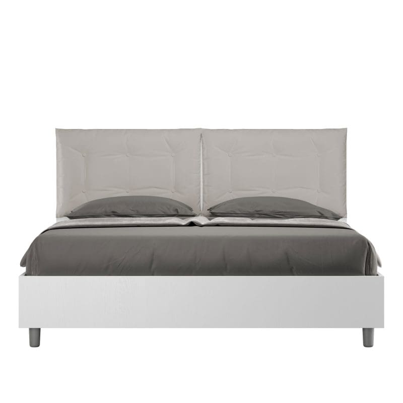 Letto matrimoniale da 160cm Egos Annalisa bianco frassino cuscino tortora