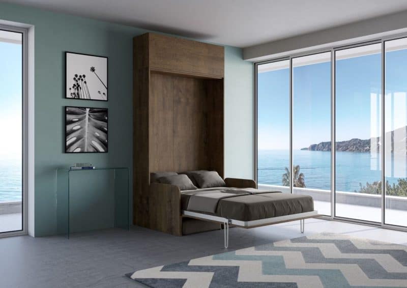 Letto a scomparsa francese 140x190 con pensile Kentaro - immagine 7