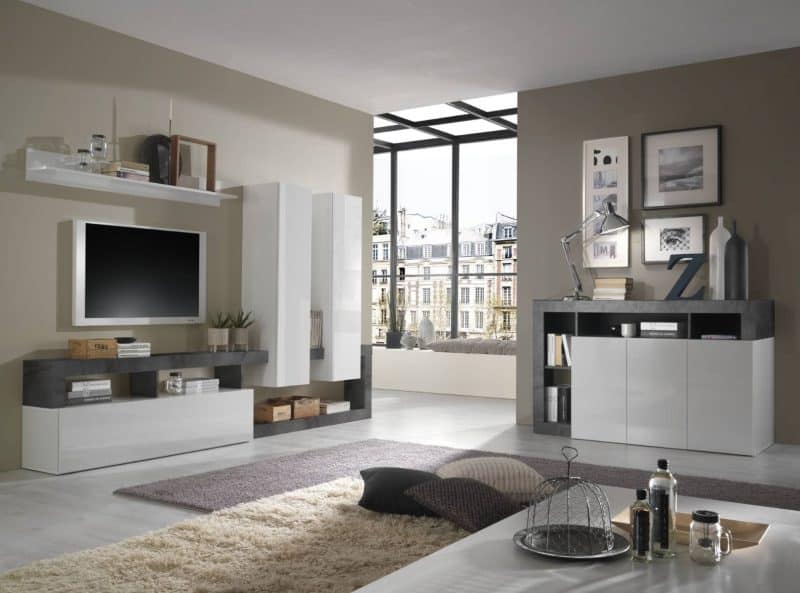 Parete attrezzata Hamburg 1 bianco lucido-ossido - immagine 2