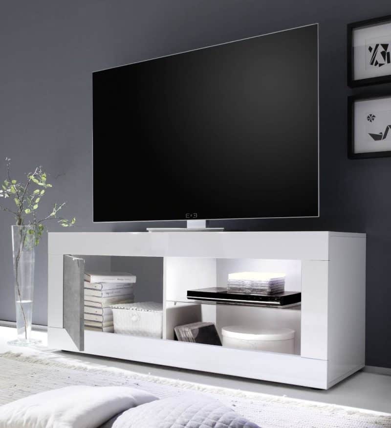 base porta tv basic bianco lucido cemento 01