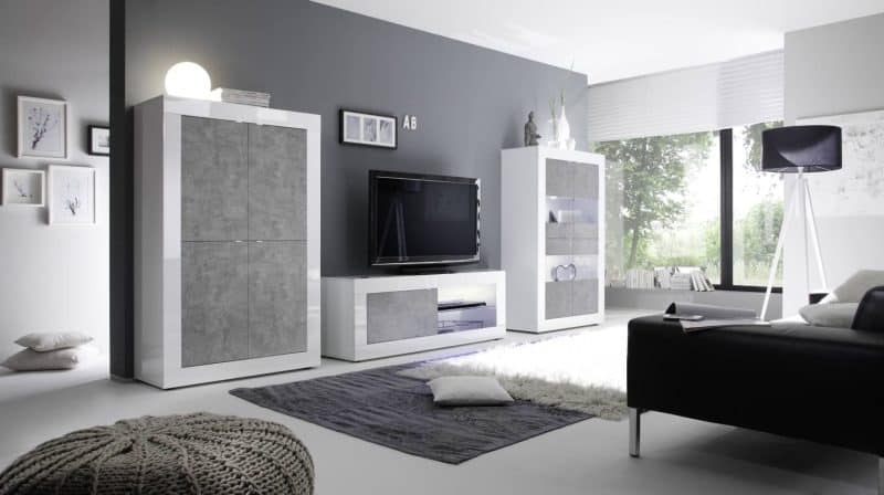 base porta tv basic bianco lucido cemento 04
