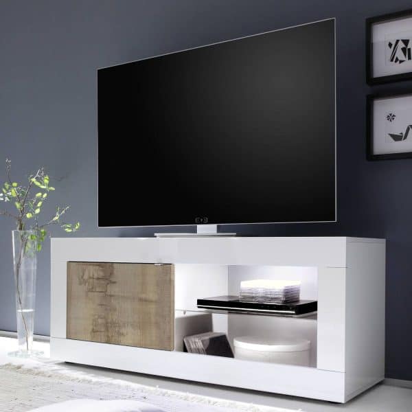 Mobile Porta TV Da Terra 120x40x37 Bianco Con Vani Portaoggetti Salotto  Silva