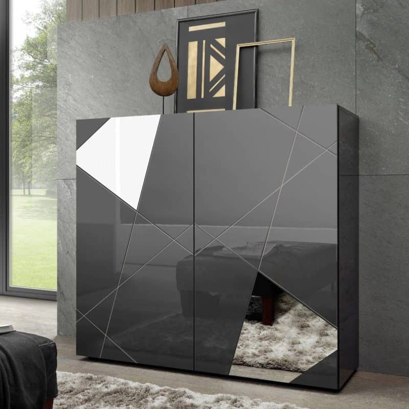 Credenza Vittoria 2 ante grigio lucido L.121 P.42