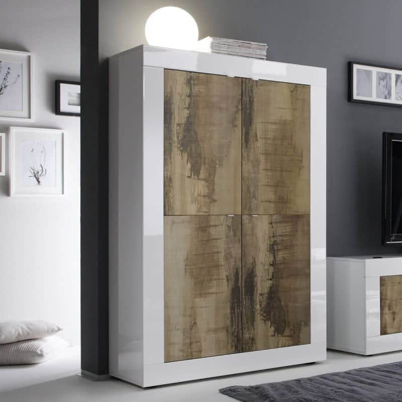 Mobile credenza 4 ante Basic bianco lucido-pero L.102 P.43
