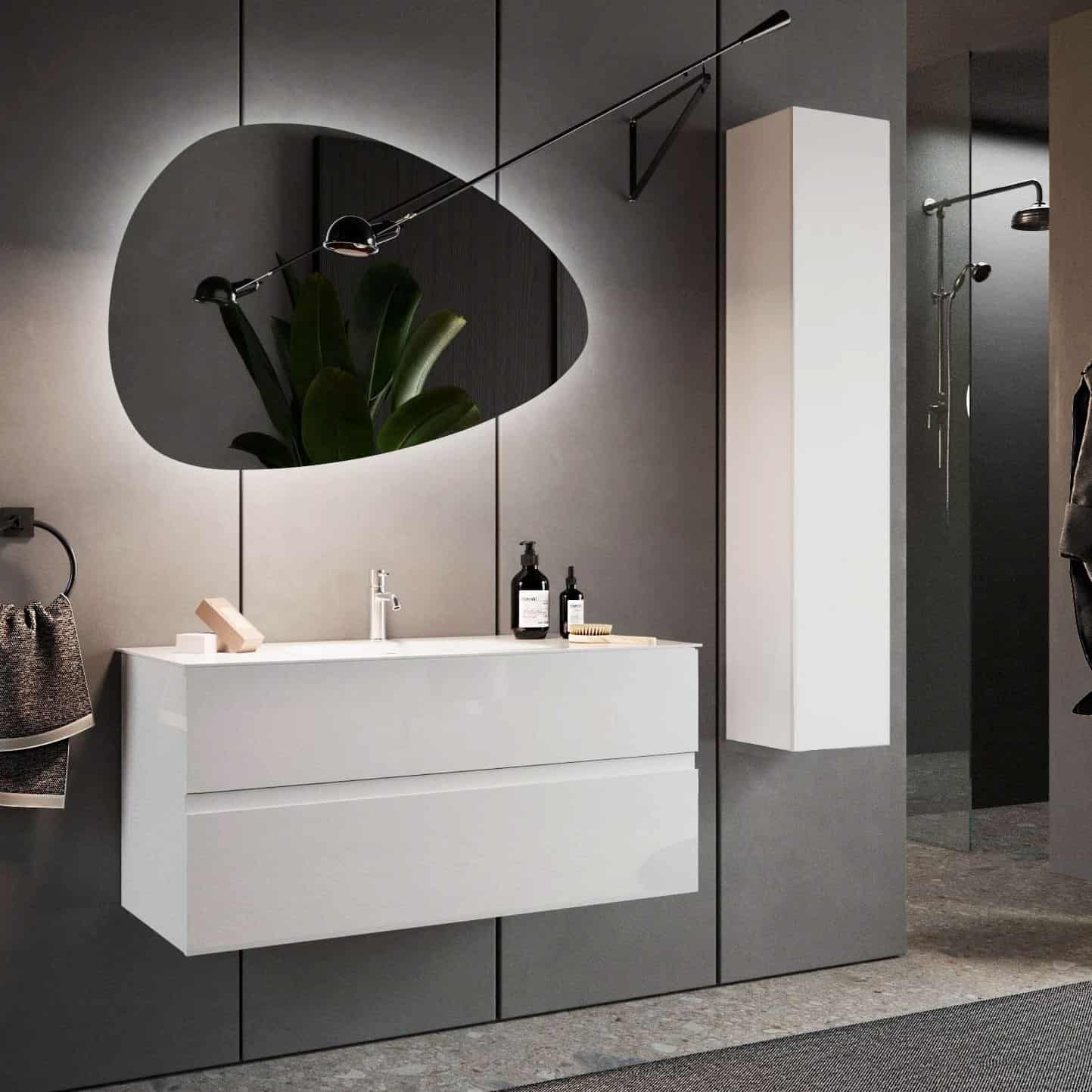 Mobile bagno sospeso Start 101 cm. con lavabo in ceramica