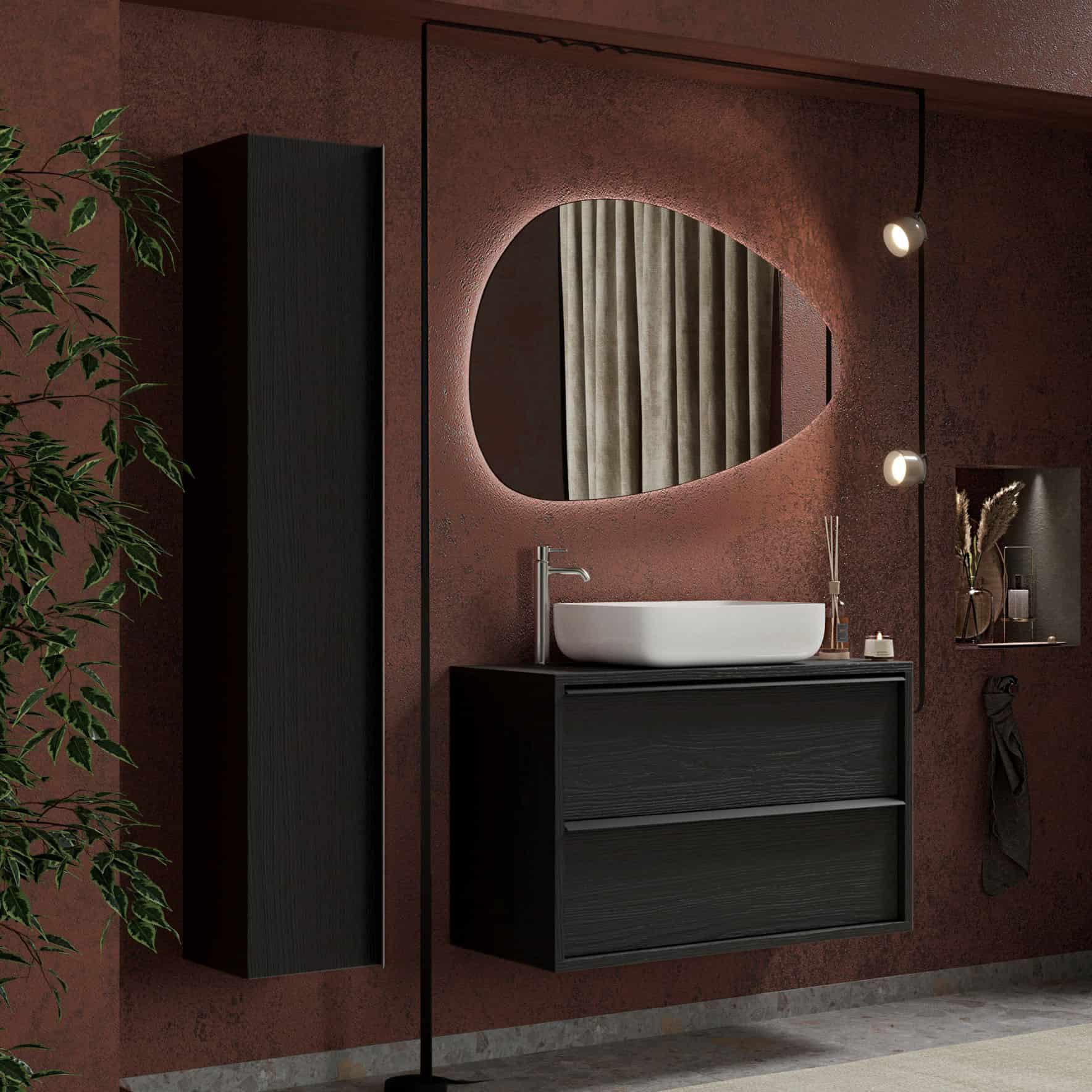 Mobile bagno sospeso Steel 105 cm. con lavabo in ceramica 