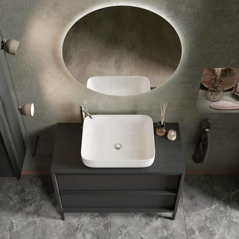 Mobile bagno 2 cassetti con lavabo STEEL