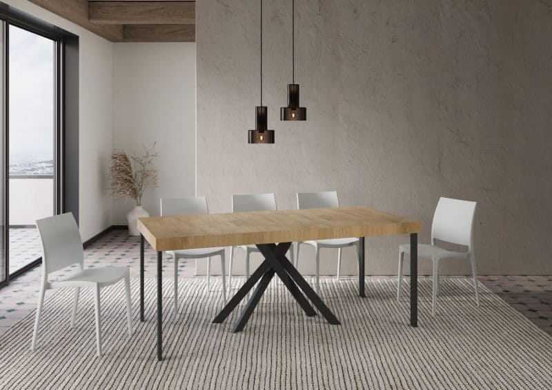 Tavolo Consolle allungabile gambe incrociate antracite Krack 90x40 - immagine 25