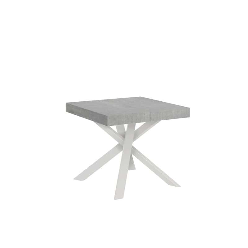 tavolo clerck 90 telaio bianco cemento chiuso sfondo bianco