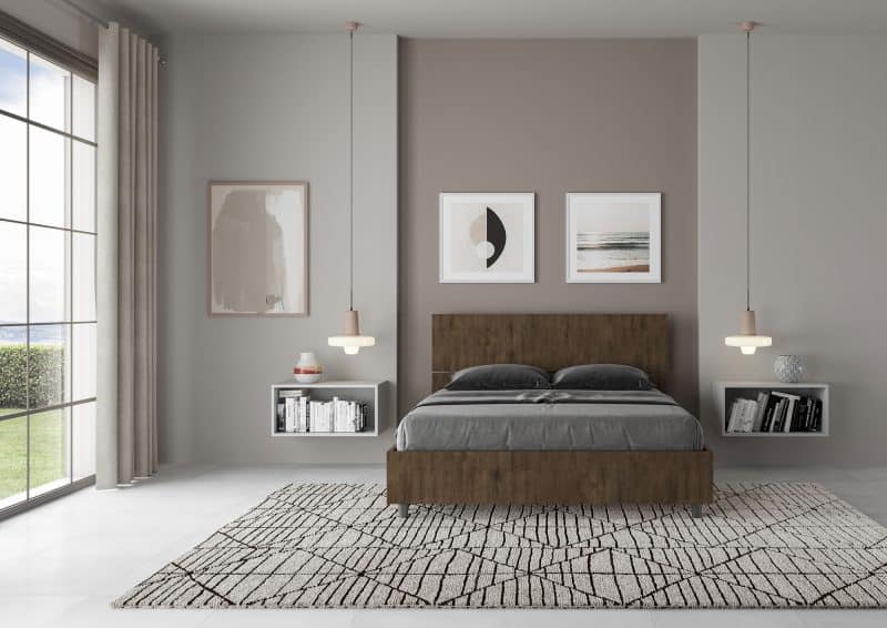 Letto alla francese da 140cm Demas testata inclinata noce - immagine 3