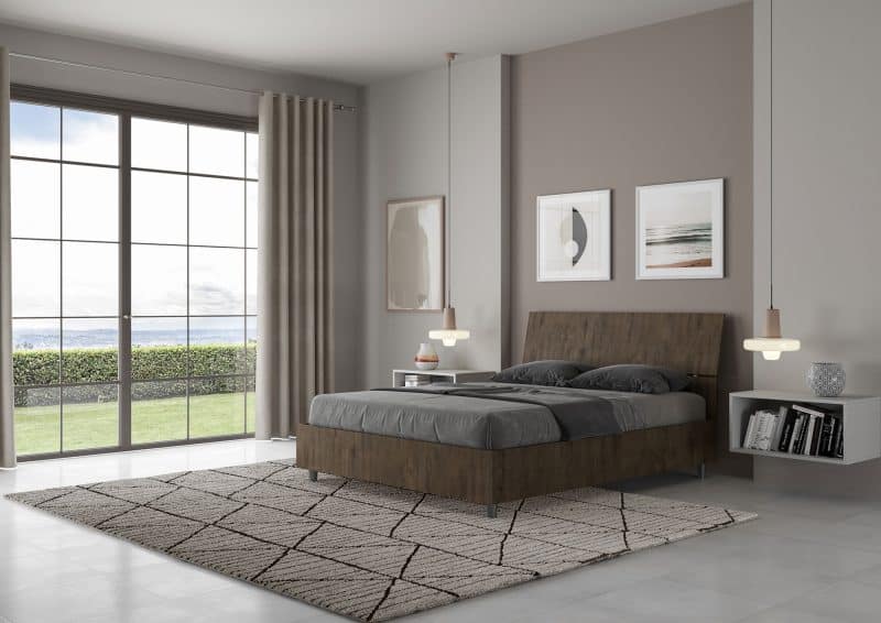 Letto alla francese da 140cm Demas testata inclinata noce - immagine 2