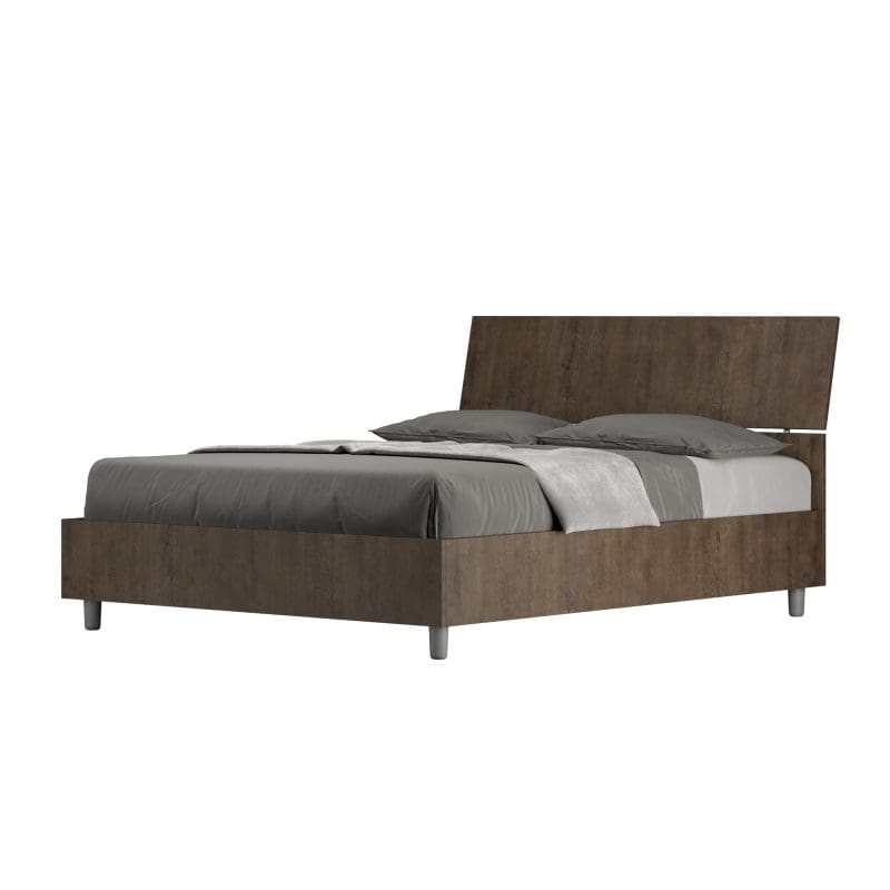 Letto alla francese da 140cm Demas testata inclinata noce