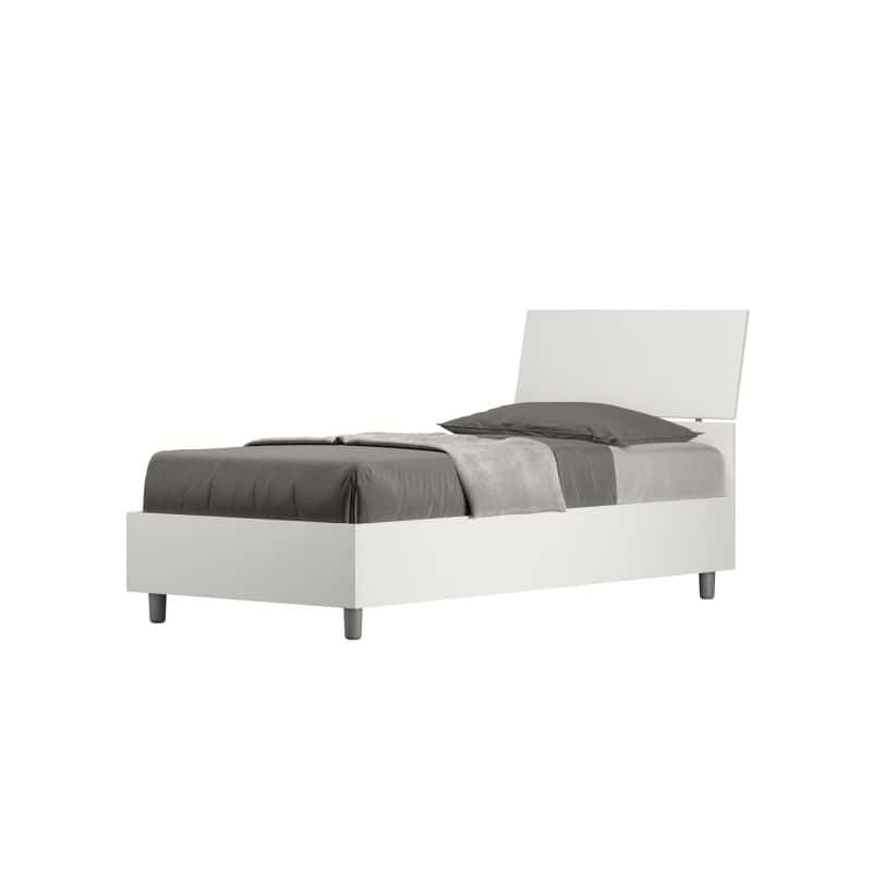 Letto singolo da 80cm Demas testata inclinata bianco frassino