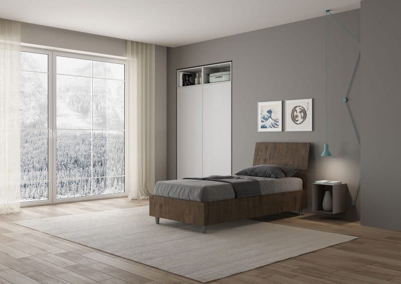 Letto singolo da 80cm Demas testata inclinata noce - immagine 2