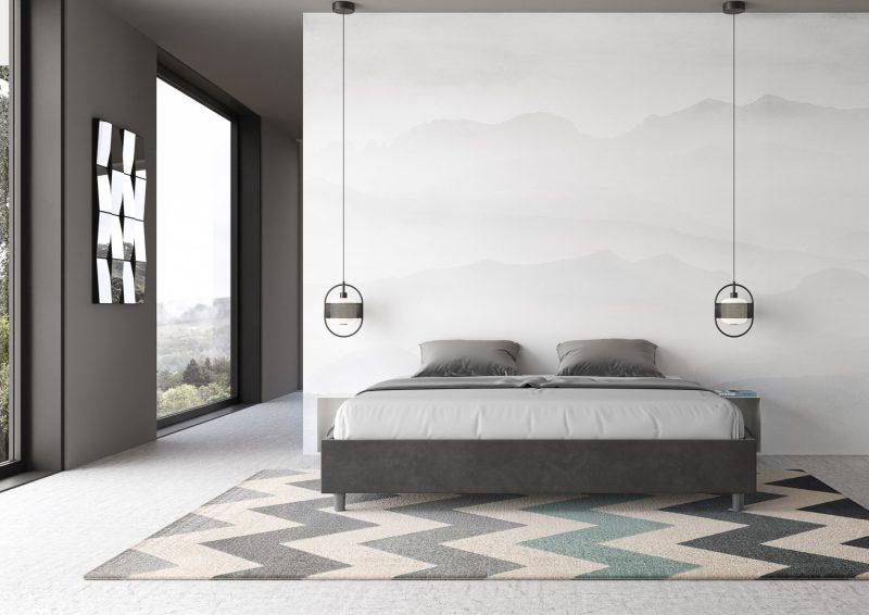 Letto super king size da 200cm sommier Azelia Grigio - immagine 2