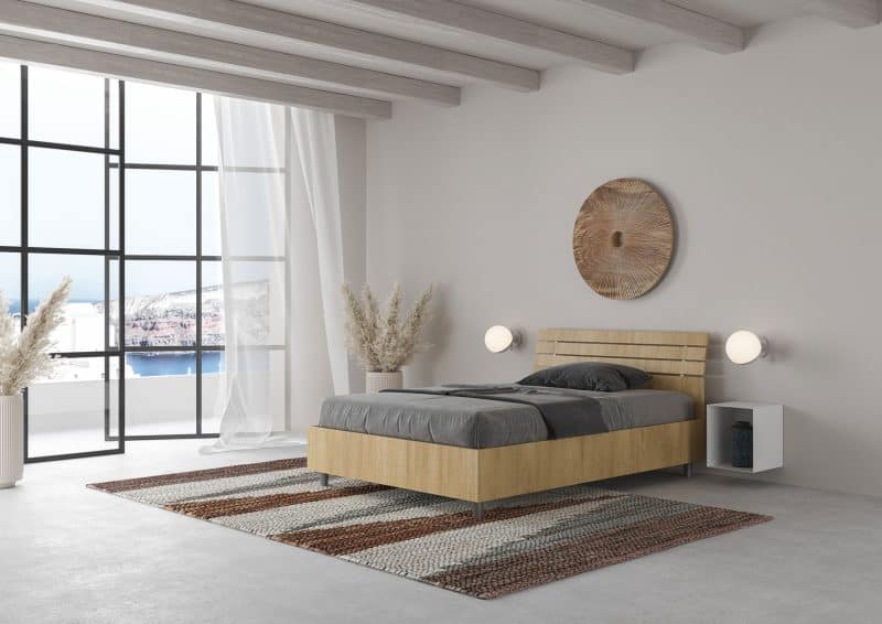 Letto da una piazza e mezzo da 120cm Ankel testata inclinata quercia natura - immagine 2