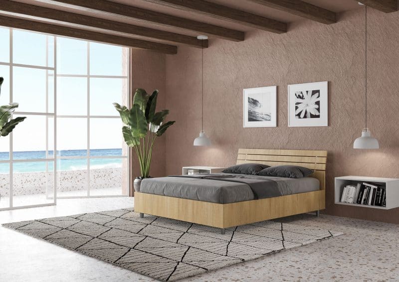 Letto alla francese da 140cm Ankel testata inclinata quercia natura - immagine 2