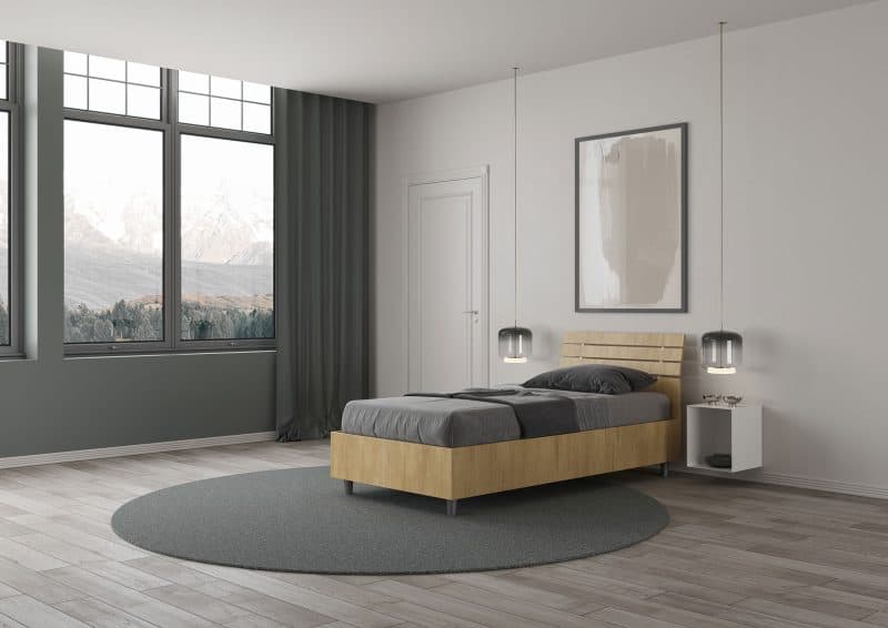 Letto singolo da 80cm Ankel testata inclinata quercia natura - immagine 2