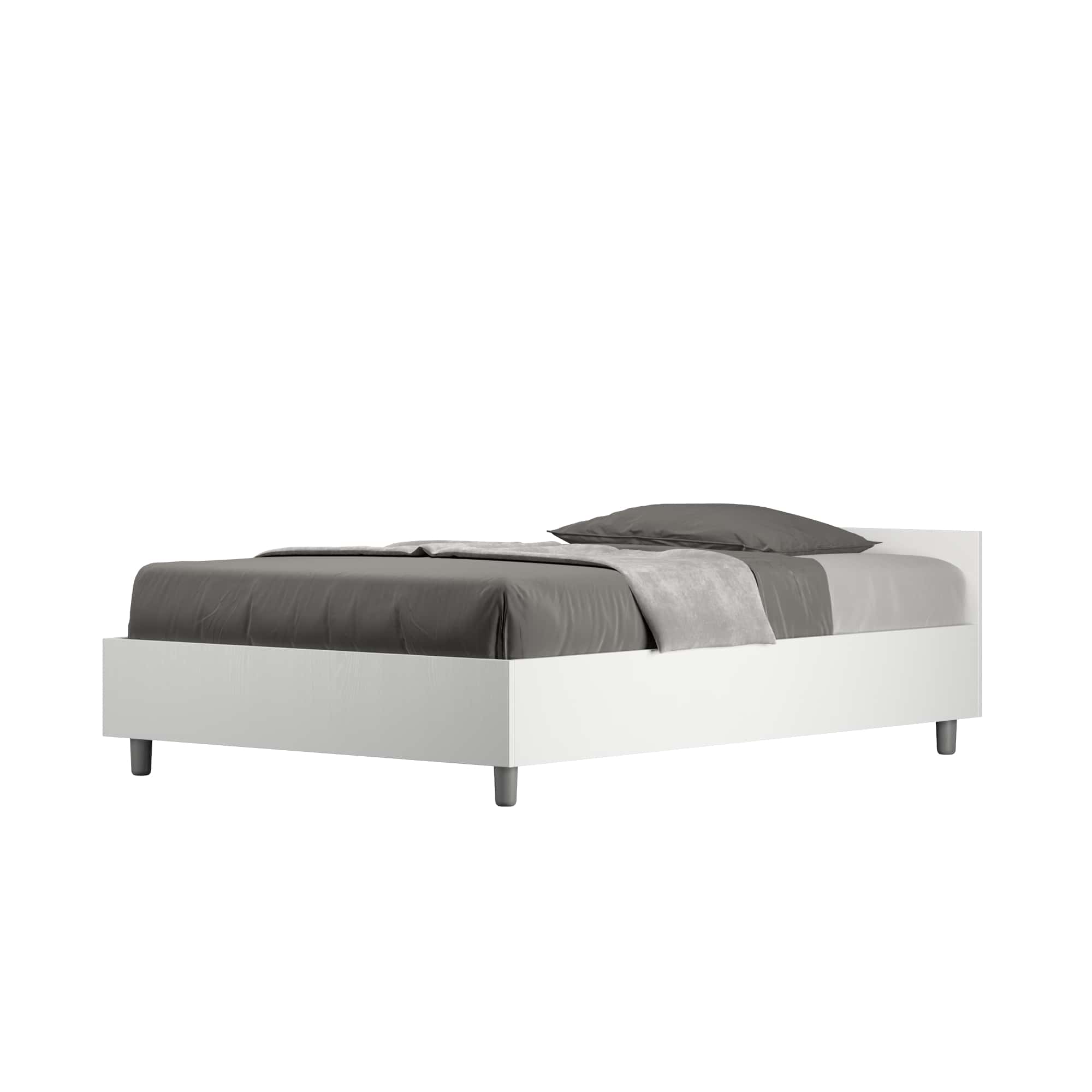 Struttura Letto per adulti,Telaio del letto,Giroletto Bianco in Legno  Massello 120x190 cm 4FT Small Double QSW53899