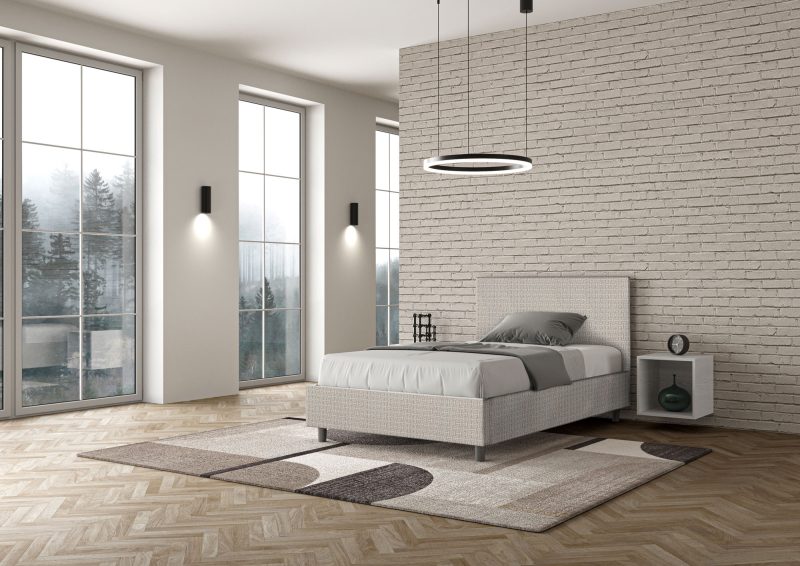 Letto una piazza e mezza da 120cm Adele tessuto Labirinto 01 Bianco - immagine 2