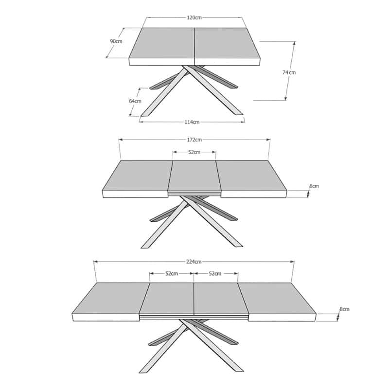 Tavolo allungabile gambe incrociate 120x90 Karida - immagine 40
