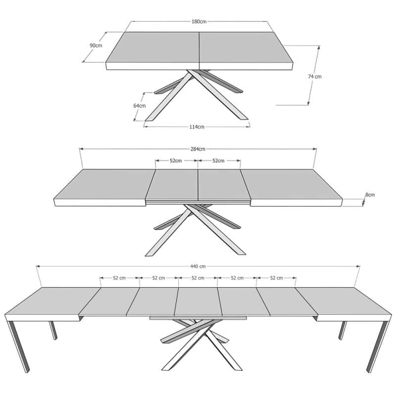 Tavolo allungabile gambe incrociate Karida 200x90 - immagine 31