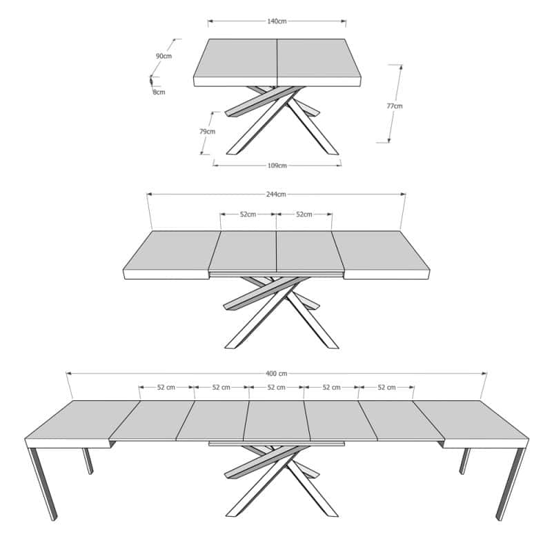 Tavolo allungabile gambe incrociate 140x90 Volantis - immagine 26