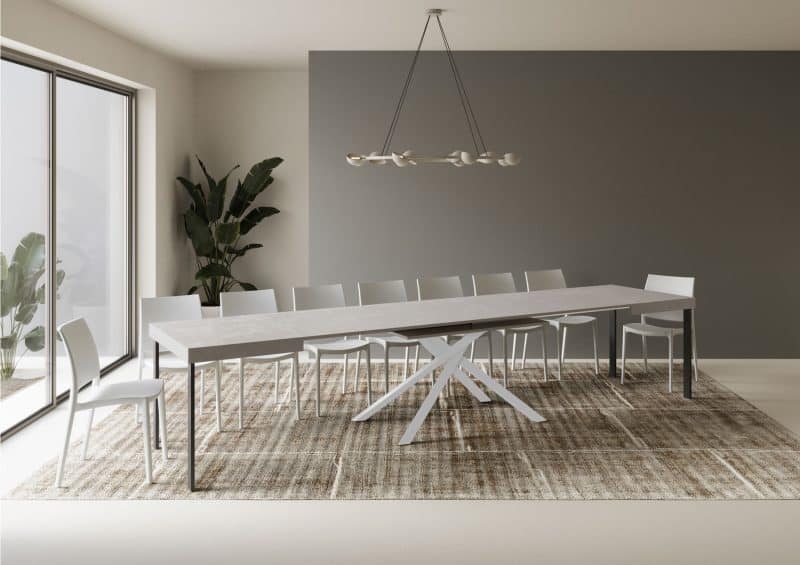Tavolo allungabile gambe incrociate Karida 160x90 telaio bianco - immagine 28