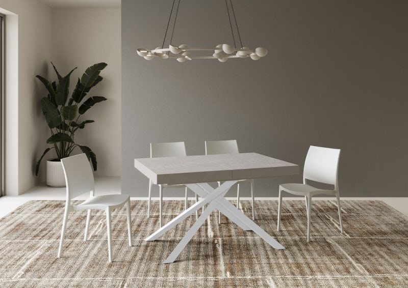 Tavolo allungabile gambe incrociate Karida 120x80 telaio bianco - immagine 14