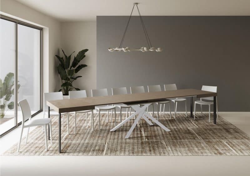 Tavolo allungabile gambe incrociate Karida 160x90 telaio bianco - immagine 34