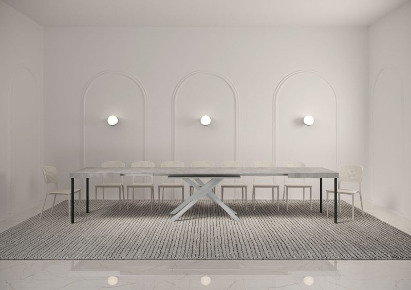 Tavolo allungabile gambe incrociate Karida 160x90 telaio bianco - immagine 4