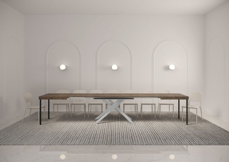 Tavolo allungabile gambe incrociate Karida 160x90 telaio bianco - immagine 16