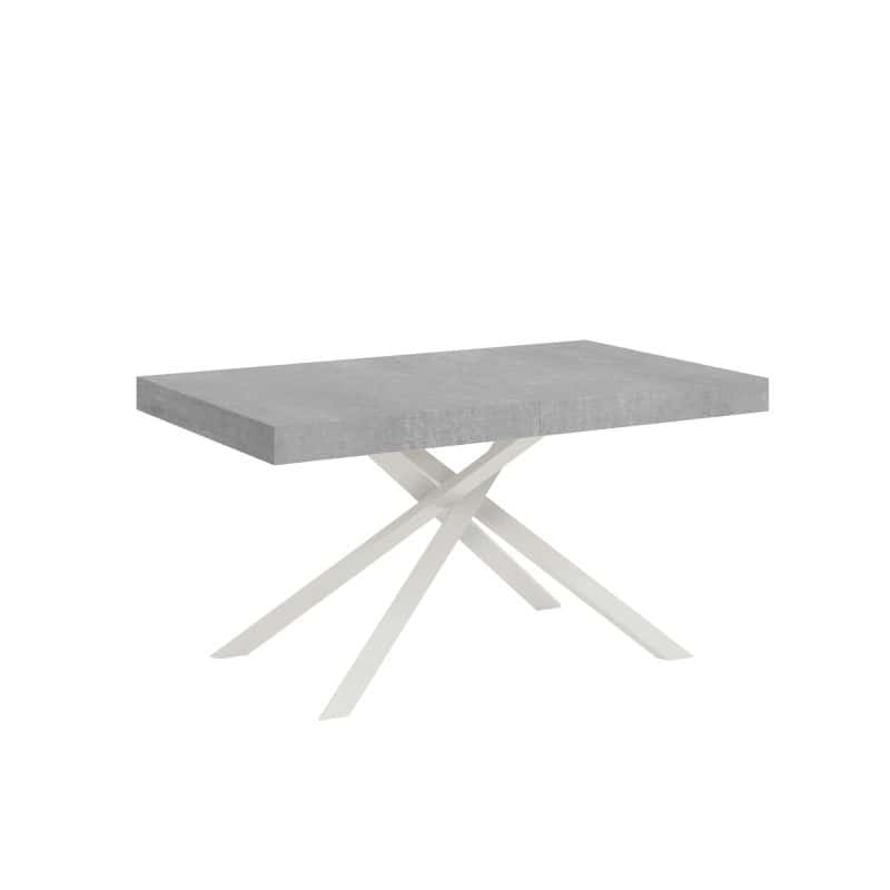 tavolo karida 140 telaio bianco cemento chiuso sfondo bianco