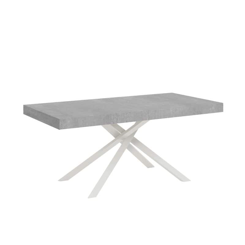 tavolo karida 180 telaio bianco cemento chiuso sfondo bianco