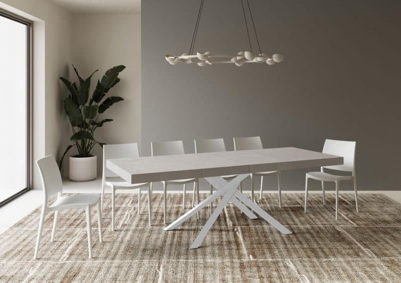 Tavolo allungabile gambe incrociate Karida 160x90 telaio bianco - immagine 29