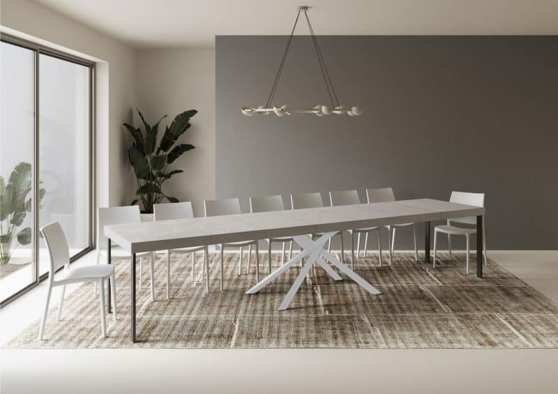 Tavolo allungabile gambe incrociate Karida 160x90 telaio bianco - immagine 30